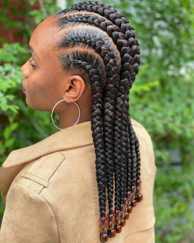 All Back Cornrows with Beads